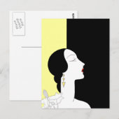 Art Deco Frau im Profil Postkarte (Vorne/Hinten)