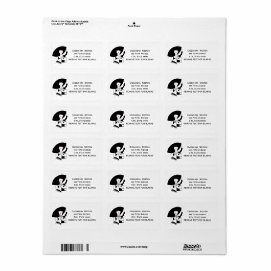 Art Deco Frau in Big Hat Gloves RL Adressaufkleber (Vorne)