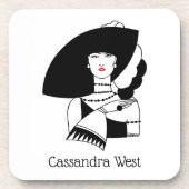 Art Deco Frau in Big Hat Gloves RL Getränkeuntersetzer (Vorderseite)