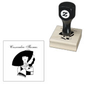Art Deco Frau in Big Hat Gloves RL Gummistempel (Stempel)