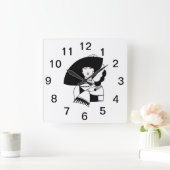 Art Deco Frau in Big Hat Gloves RL Quadratische Wanduhr (Zuhause)