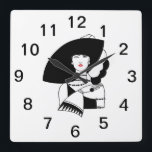 Art Deco Frau in Big Hat Gloves RL Quadratische Wanduhr<br><div class="desc">Vintage Art Deco modische Frau mit Big Hat & Gloves Individualisierbare Einladungen und Accessoires mit einem stilisierten Vintagen Deko-Bild einer modischen 1920er - 1930er Frau mit einem großen Hut und Handschuhen. Sie können diese Produkte leicht anpassen, indem Sie Textfelder hinzufügen, vorhandene Textfelder entfernen, Textfarben und Schriftart ändern, Designbilder ändern oder...</div>