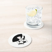 Art Deco Frau in Big Hat Gloves RL Runder Pappuntersetzer (Vor Ort)