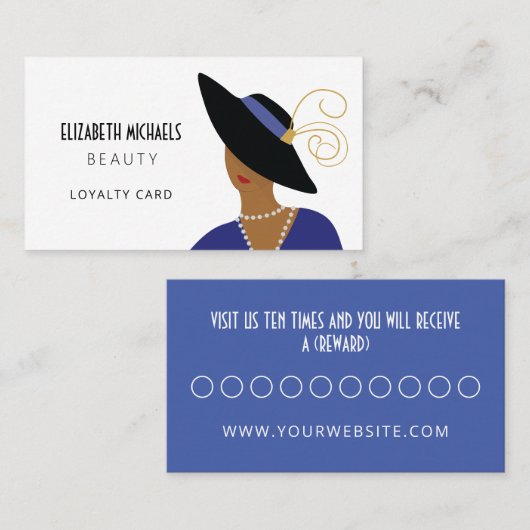 Art Deco Frau in Hat Beauty oder Kosmetisches Mark Treuekarte (Vorne/Hinten)