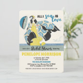 Art Deco Frau in Liebe am Brautparty Einladung (Stehend Vorderseite)