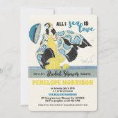 Art Deco Frau in Liebe am Brautparty Einladung (Vorderseite)