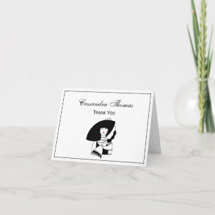 Art Deco Frau mit großem Hut Handschuhe RL Dankeskarte