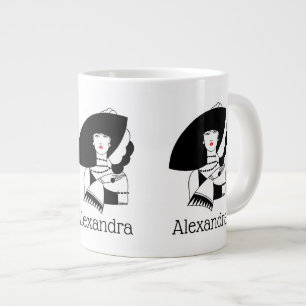 Art Deco Frau mit großer Hut Handschuhe RL Jumbo-Tasse