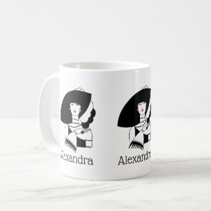 Art Deco Frau mit großer Hut Handschuhe RL Kaffeetasse