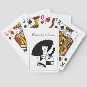 Art Deco Frau mit großer Hut-Handschuhen RL Spielkarten