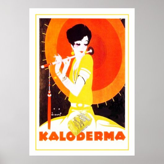 Art Deco Frau mit Schirm Poster (Vorne)