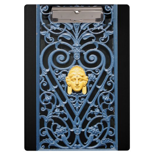 Art Deco Frauen Kopf Herz Schuhpappe aus Schmiedee Klemmbrett (Vorderseite)