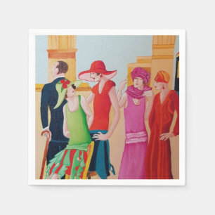 Art Deco Frauen Ölmalerei Serviette