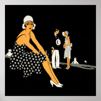 Art Deco Frauen Schuhe Polka Dot Black Poster