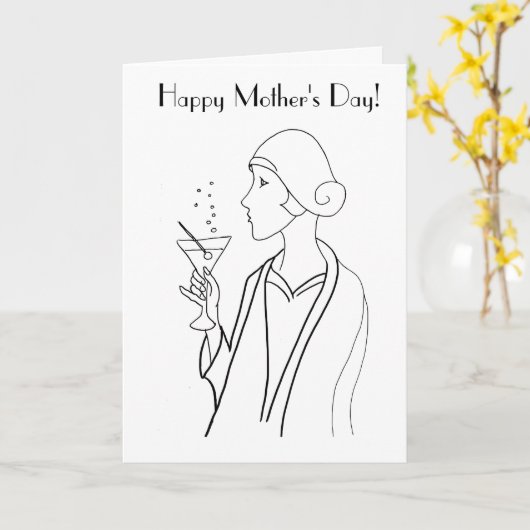 Art Déco Frauentag Karte (Gelbe Blume)