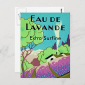 Art Deco French Lavender Farm Postkarte (Vorne/Hinten)
