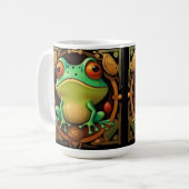 Art Deco Frog Gerahmt Coffee Tasse V2, (Vorderseite Links)