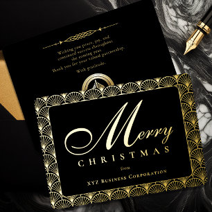 Art Deco Frohe Weihnachten Geschäft Goldfolie  Folien Feiertagskarte