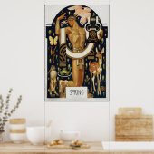 Art Deco FRÜHLING – Apollo und Tiere Poster (Küche)