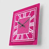 Art Déco, Fuchsienrosa Quadratische Wanduhr (Winkel)