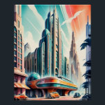 Art Deco Futuristic Urban Poster. Poster<br><div class="desc">Dies ist ein futuristisches Deko städtisches Plakat und könnte leicht gerahmt werden. Es hat eine gute Farbe und würde ein großartiges Bild für ein Büro,  Wohnzimmer,  Retro-Zuhause machen. Auch dies ist im stromlinienförmigen Stil des Dekos,  der in den 1920er Jahren populär war.</div>