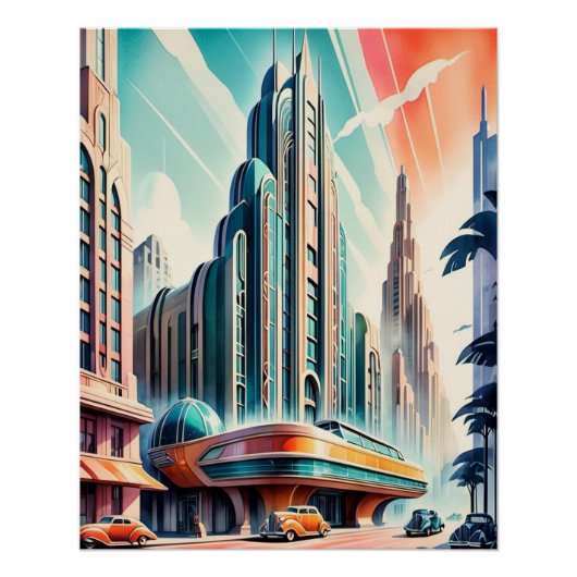 Art Deco Futuristic Urban Poster. Poster (Vorderseite)