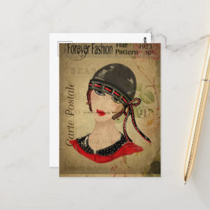 Art Deco Galerie Mädchen Postkarte