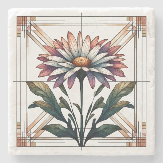 Art Deco Gänseblümchen-Steinhalter Steinuntersetzer (Vorderseite)