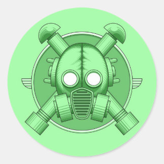Art Deco Gasmask Green Runder Aufkleber
