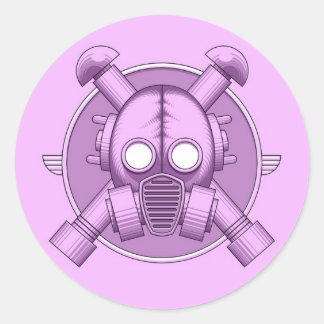 Art Deco Gasmask Lilac Runder Aufkleber