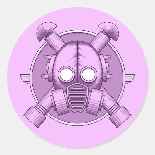 Art Deco Gasmask Lilac Runder Aufkleber (Vorderseite)