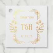 Art Deco Gastgeschenk Hochzeit Botanische Foil Geschenkanhänger (Vorderseite)