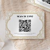 Art Deco Gatsby 1920s Wedding White Gold QR Code RSVP Karte