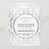 Art Deco Gatsby 20er Jahre Weihnachts-Party Silver Einladung (Vorne/Hinten)