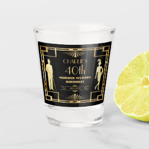 Art Deco Gatsby 20s Murder Mystery Gold Geburtstag Schnapsglas