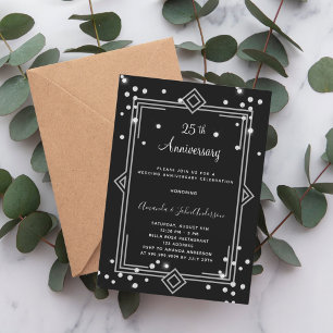 Art Deco Gatsby 25. Hochzeitstag Diamanten Einladung