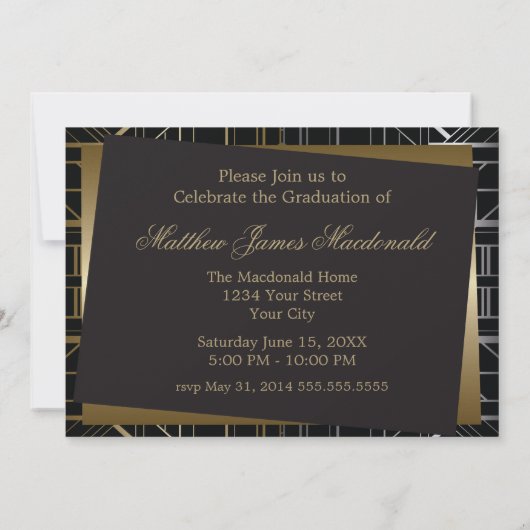 Art Deco Gatsby Abschluss Einladung (Rückseite)