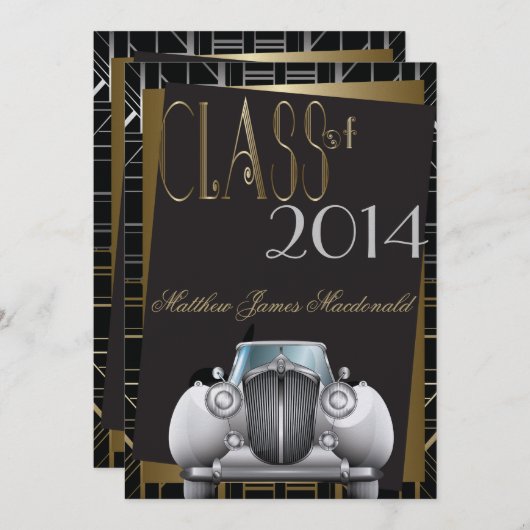 Art Deco Gatsby Abschluss Einladung (Vorne/Hinten)