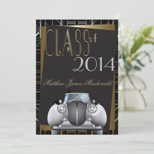 Art Deco Gatsby Abschluss Einladung (Stehend Vorderseite)