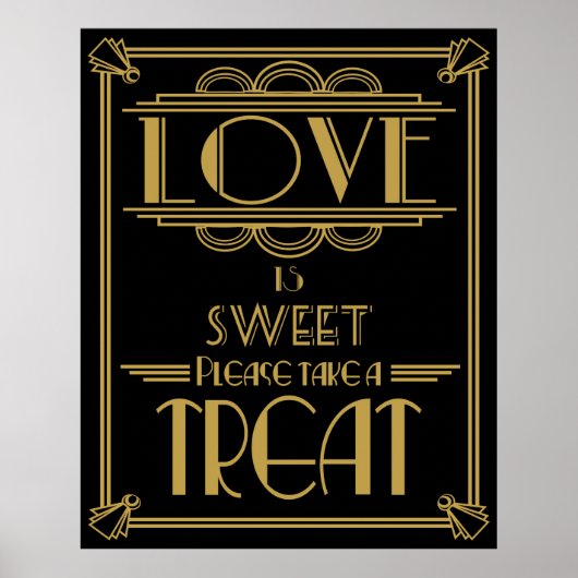 Art Deco Gatsby Art "Liebe ist süß" Poster (Vorne)