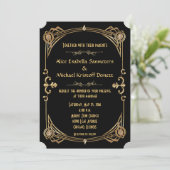 Art Deco Gatsby Art Wedding Einladung (Stehend Vorderseite)