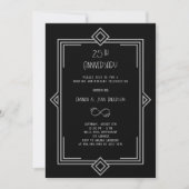 Art Deco Gatsby black 25th wedding anniversary Einladung (Vorderseite)