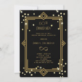 Art Deco Gatsby black 60th wedding anniversary Einladung (Vorderseite)