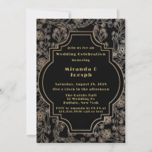 Art Deco Gatsby Black Gold Blume Moderne Hochzeit