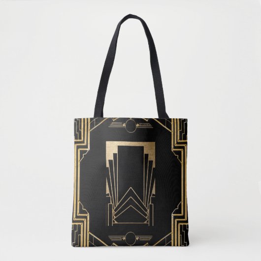 Art Deco Gatsby Black & Gold Design Tasche (Vorderseite)