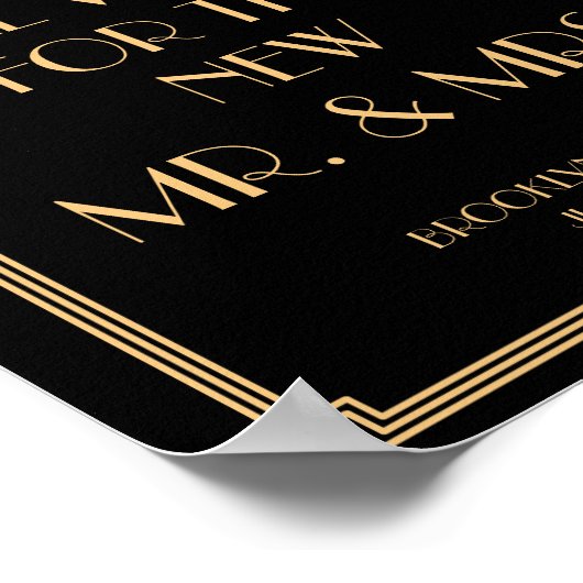 Art Deco Gatsby Black Guestbook Signieren 8x10 Poster (Ecke)