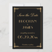 Art Deco Gatsby Black Save the Date Cards Einladung (Vorderseite)