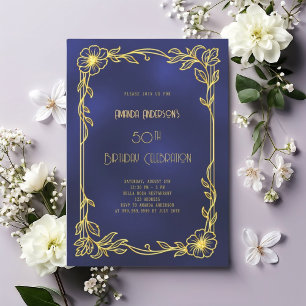 Art Deco Gatsby blau goldener Geburtstag Einladung