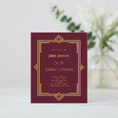 Art Deco Gatsby burgundy Gold Einladung zum Geburt (Stehend Vorderseite)