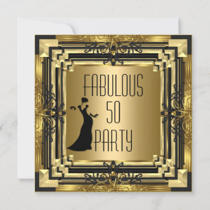 ART DECO GATSBY FABULOUS 50 50. Geburtstag Retro 2 Einladung